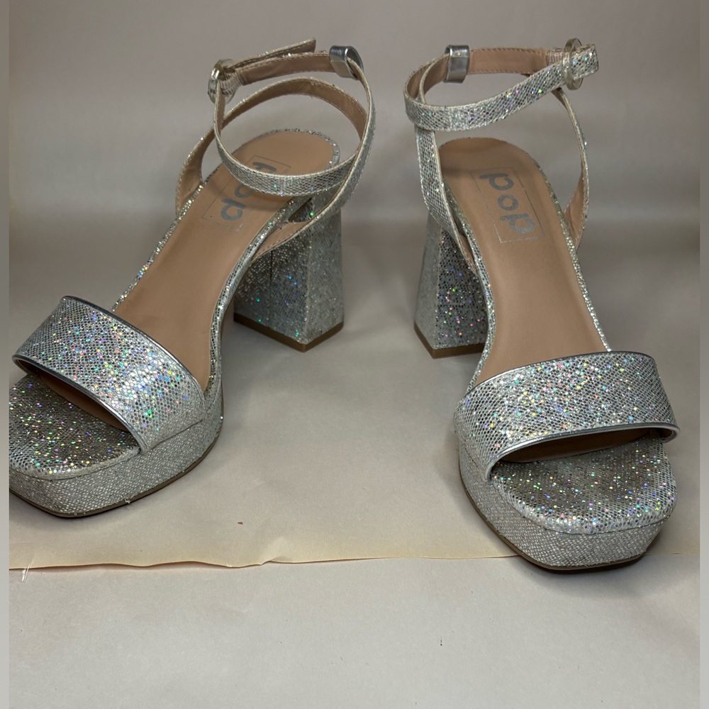 Pop Silver Glitter Heels
